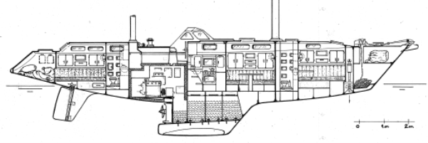 Section through Super Maramu 2000, AMEL 53, Rhumb Runner