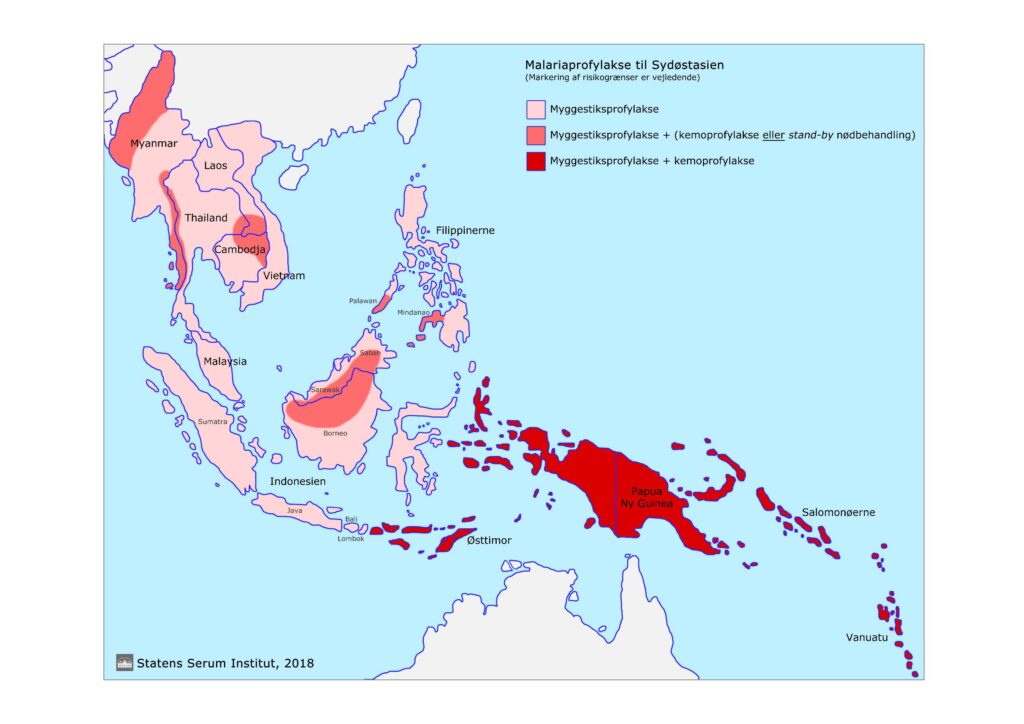 Malaria map for Southeast Asia